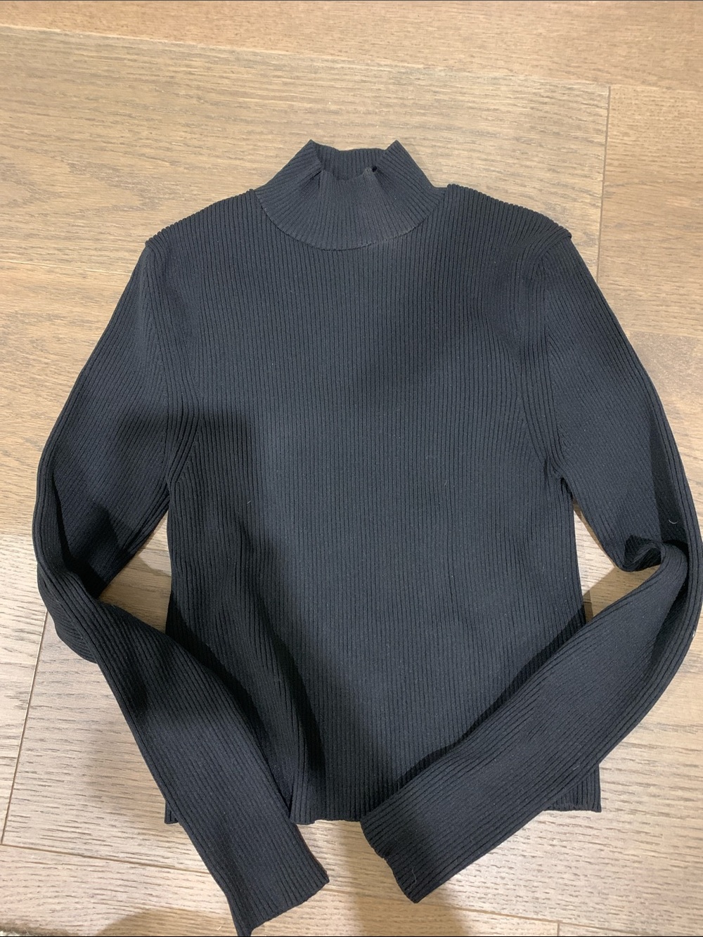 Zara Black Ribbed Mock Neck Sweater